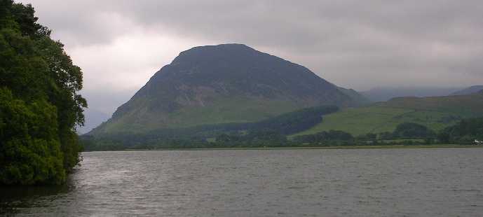 View across Loweswater in the rain.